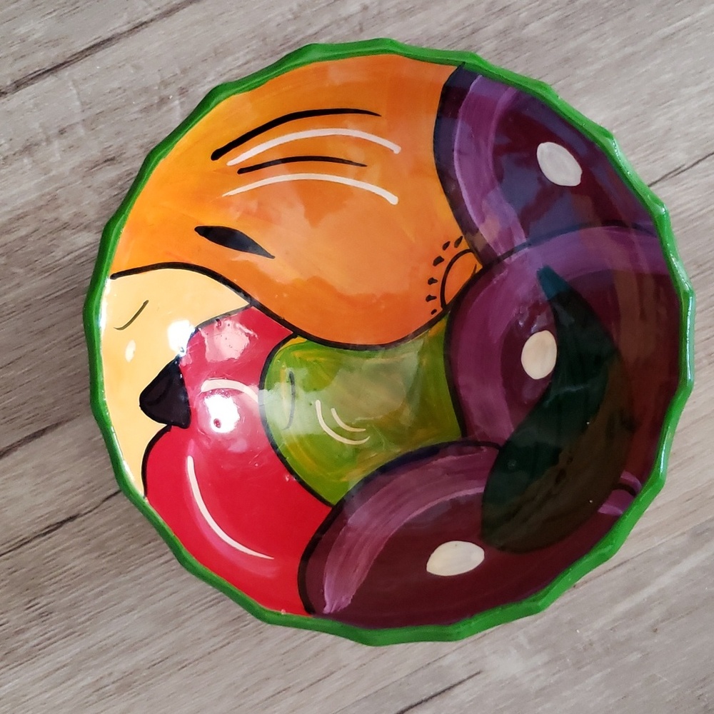 Folk Art Hand Painted Fruit Bowl from Mexico